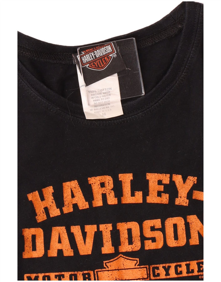 Camiseta feminina HARLEY DAVIDSON com estampa gráfica UK 12 algodão preto médio