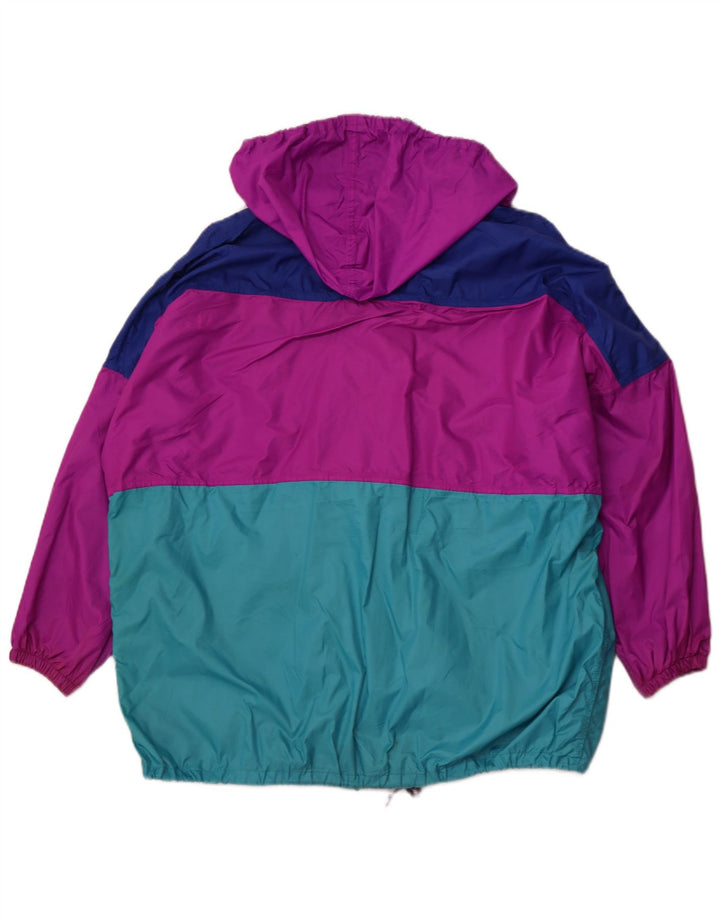 Jaqueta de chuva feminina com capuz J JEANTEX UK 44/46 2XL roxo colorblock