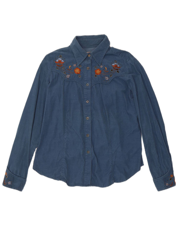 Camisa feminina de manga comprida Marlboro Classics Reino Unido 16 grande azul floral ocidental