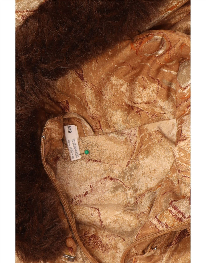 Casaco corta-vento feminino VINTAGE com capuz tamanho 22 3XL bege geométrico