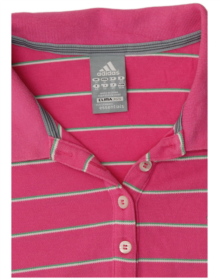 ADIDAS Womens Clima 365 Polo Shirt UK 14 Medium Pink Striped