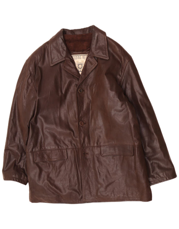 Jaqueta de couro masculina vintage IT 54 2XL marrom