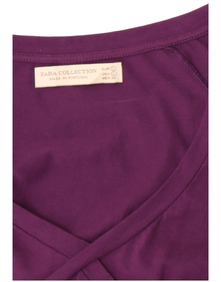 Top feminino Zara manga comprida UK 16 grande roxo
