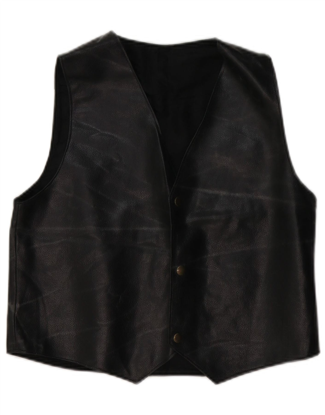 Colete de couro feminino vintage UK 14 médio preto