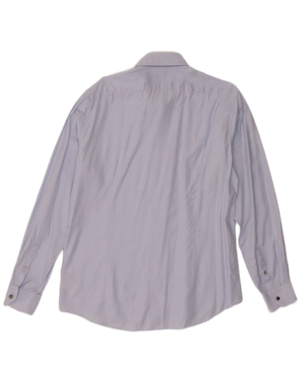 Camisa justa masculina Calvin Klein tamanho 42 16 1/2 grande algodão azul
