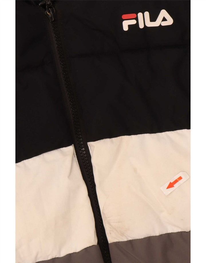 Jaqueta Fila Boys Graphic Acolchoada 12-13 Anos Preto Colourblock Poliéster
