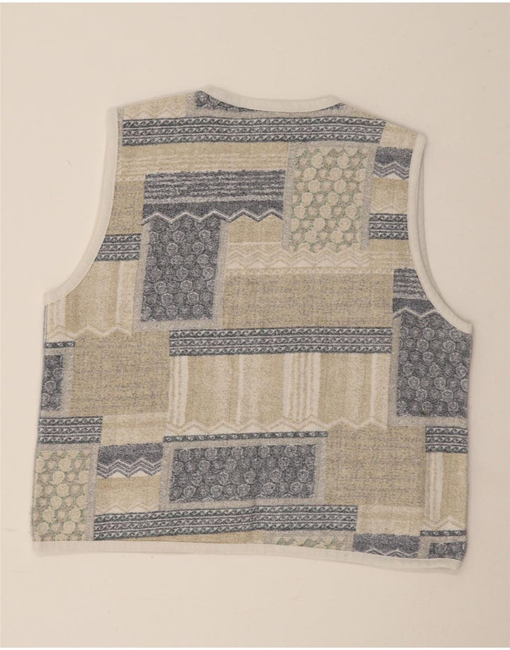 Colete aberto feminino VINTAGE UK 18 XL bege patchwork