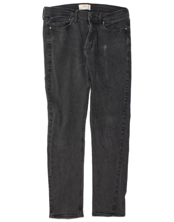 Marks & Spencer Mens Jeans Slim W34 L33 Algodão Preto