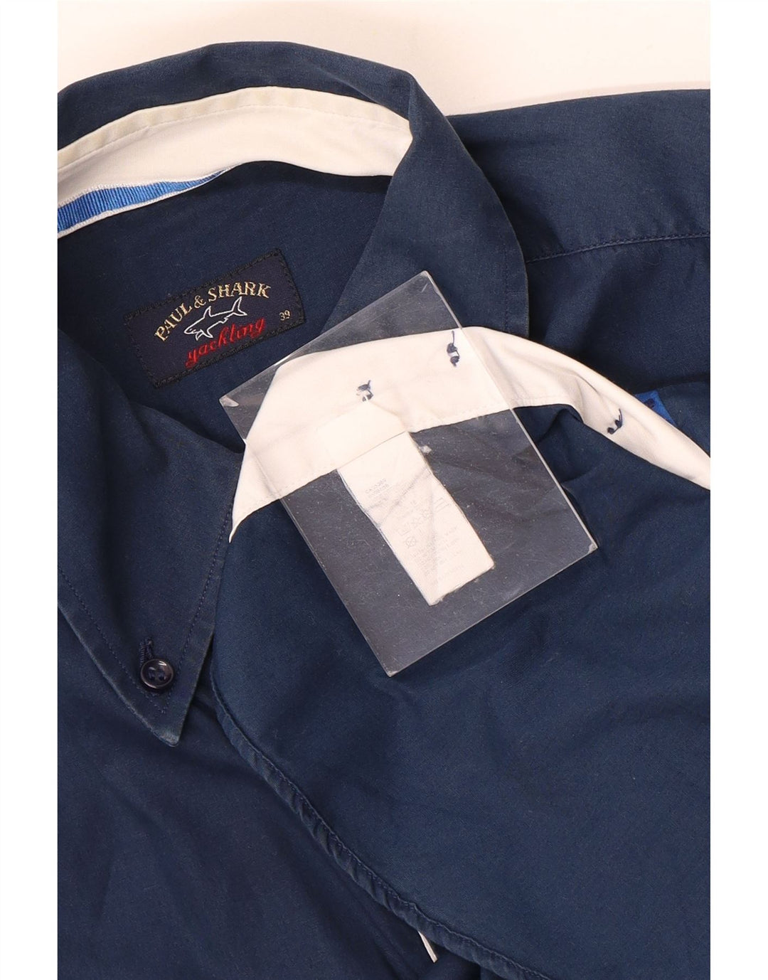 Camisa gráfica masculina Paul & Shark tamanho 39 algodão azul marinho médio