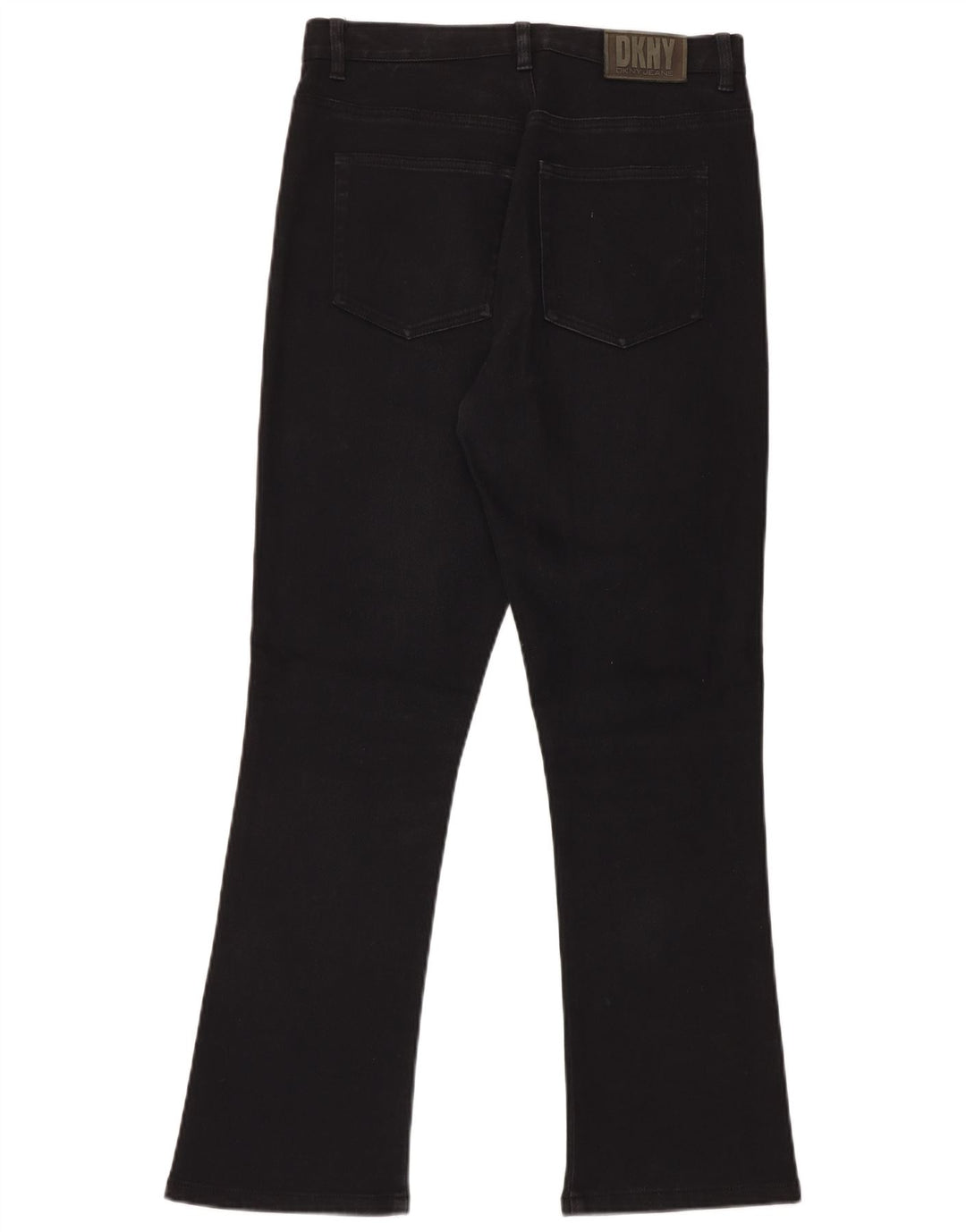 Calça jeans feminina DKNY Bootcut US 10 grande W30 L30 algodão preto