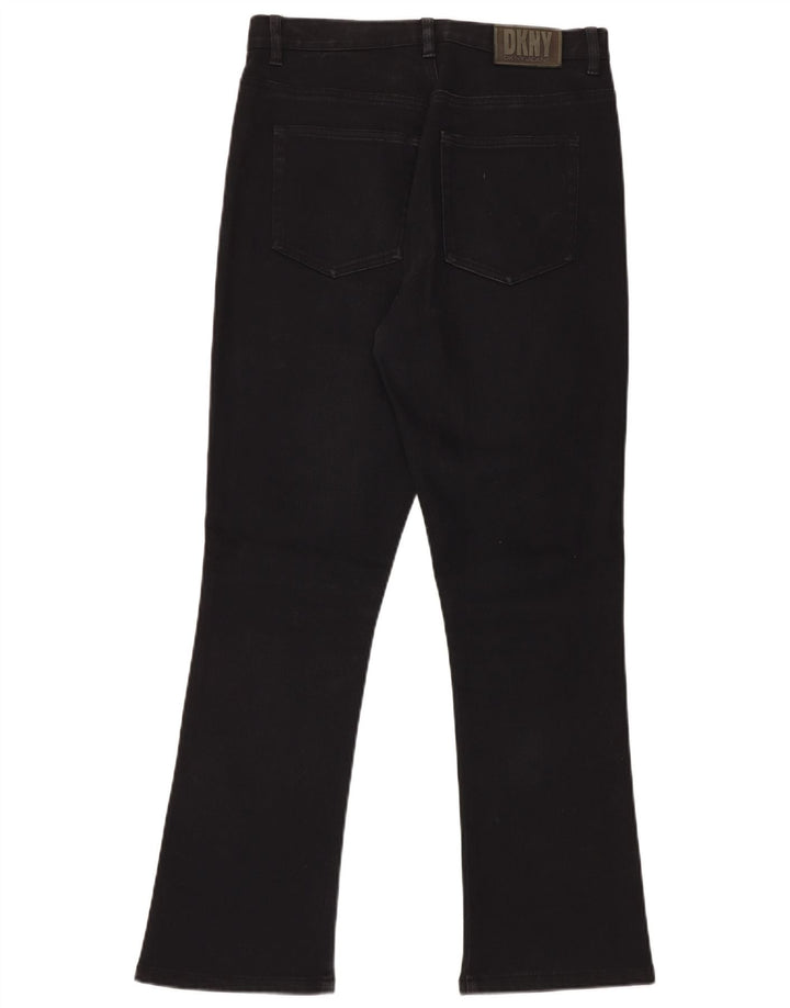 Calça jeans feminina DKNY Bootcut US 10 grande W30 L30 algodão preto