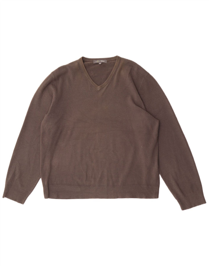 MARKS & SPENCER Suéter masculino com decote em V XL cinza acrílico