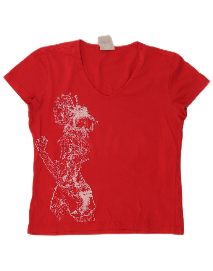 Camiseta Adidas Feminina Graphic Top UK 12 Médio Vermelho