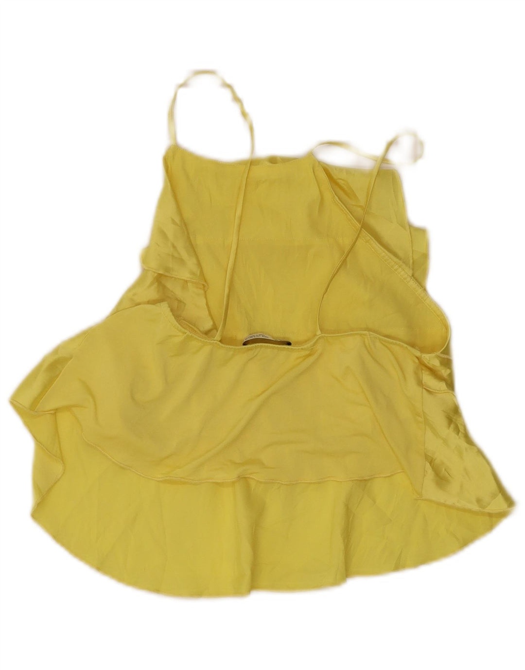 Zara Top feminino sem mangas em camadas UK 8 pequeno amarelo
