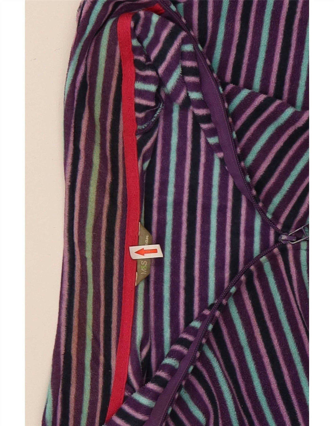 Jaqueta de lã feminina Marks & Spencer Reino Unido 22 2XL poliéster listrado roxo