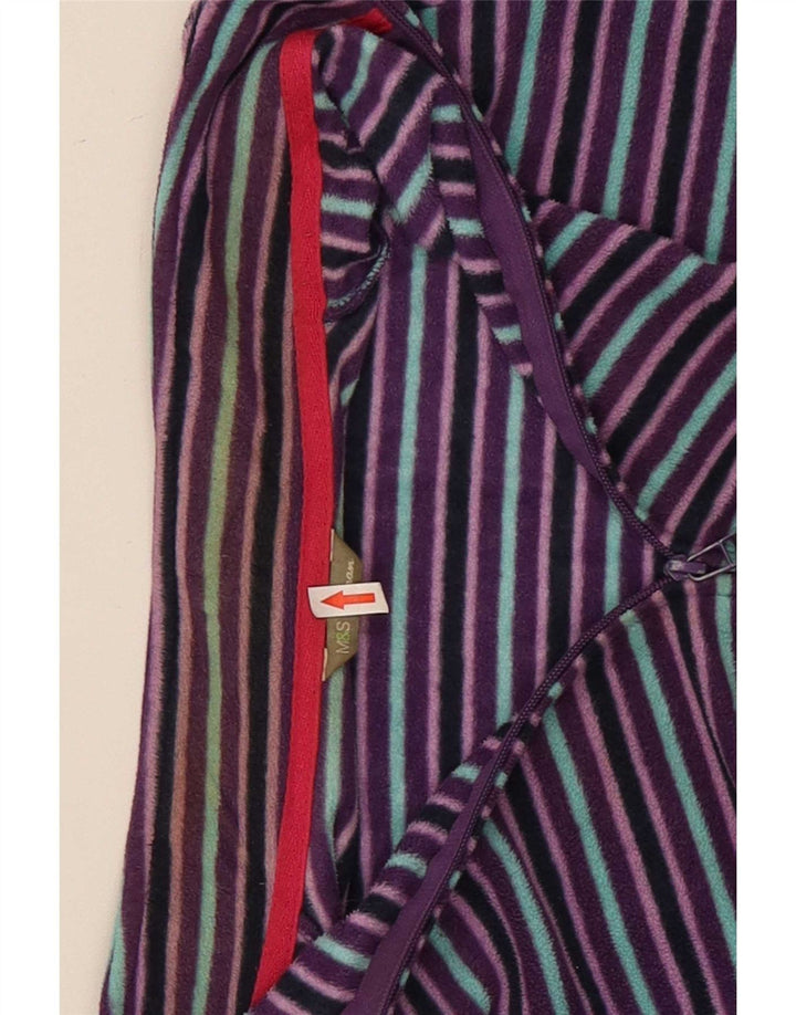 Jaqueta de lã feminina Marks & Spencer Reino Unido 22 2XL poliéster listrado roxo