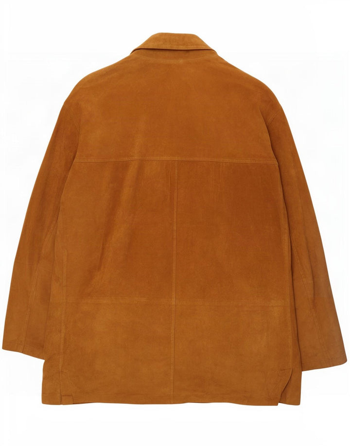 Sobretudo masculino de camurça J. C. Twidd IT 54 2XL couro bege