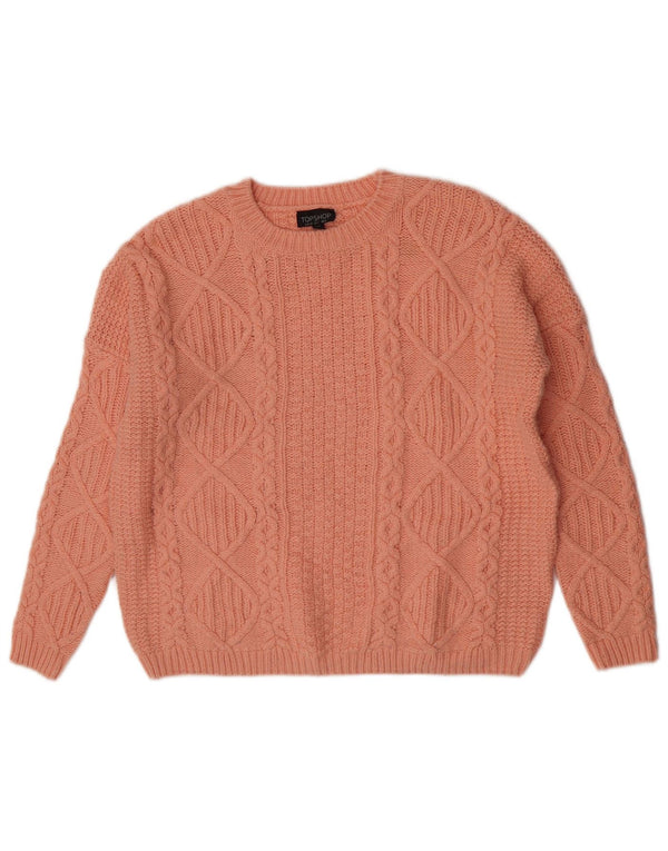 Topshop suéter feminino grande com gola canoa Reino Unido 6 XS acrílico rosa