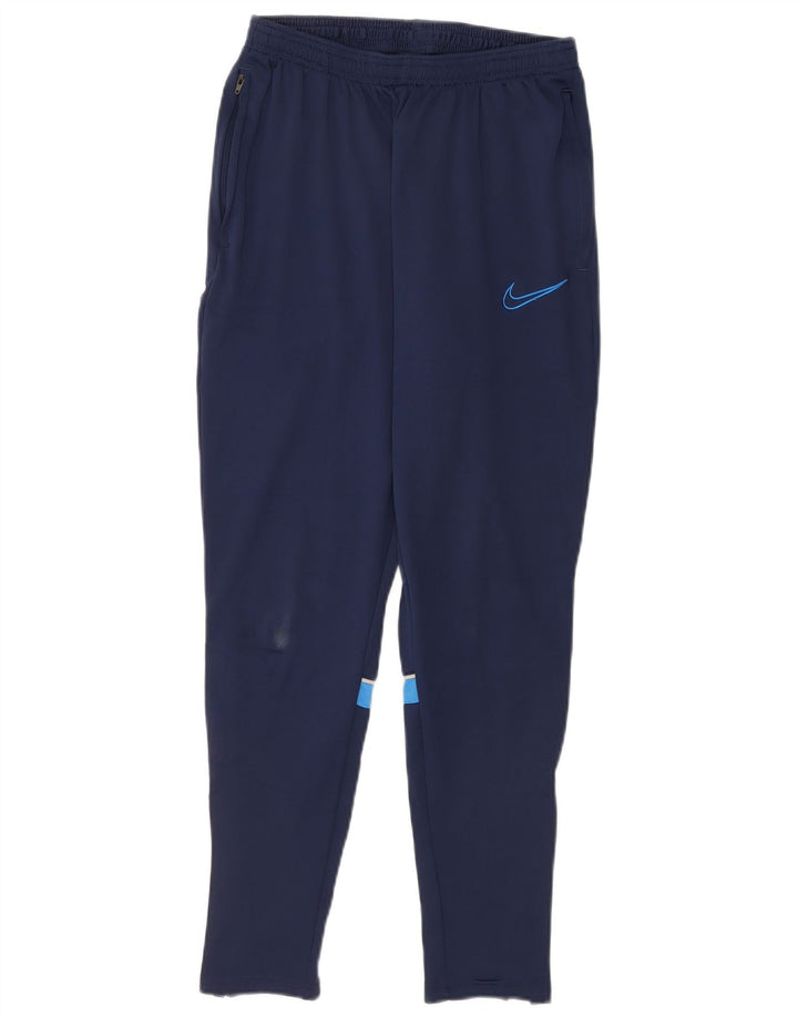 Calça de treino masculina Nike Dri Fit médio azul marinho colorblock poliéster
