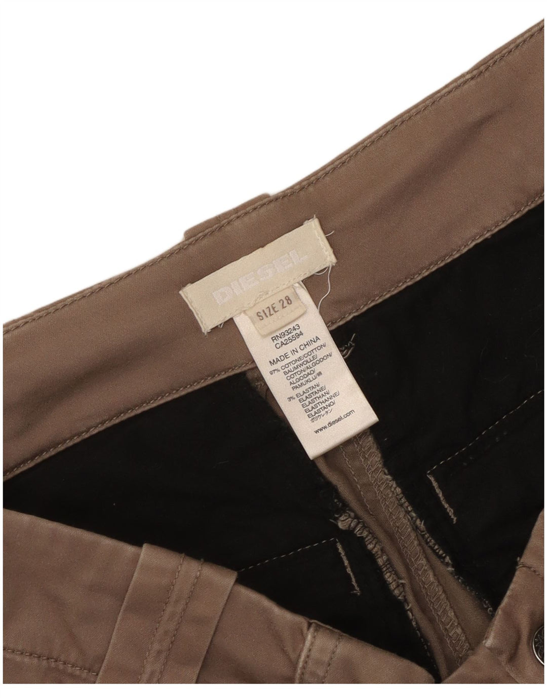Calça cargo slim feminina Diesel W28 L33 algodão marrom