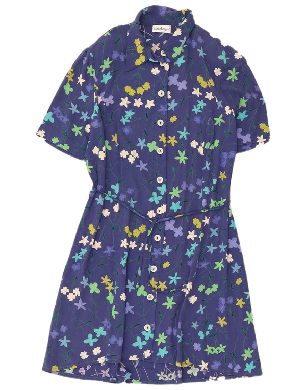 Vestido camisa feminino de mangas curtas Schneberger Reino Unido 18 XL azul floral