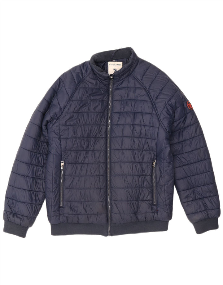 US Polo Assn. Jaqueta acolchoada masculina UK 38 médio azul marinho nylon