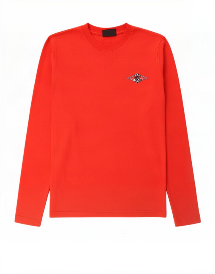 Bear Mens Graphic Top Manga Longa Pequeno Algodão Vermelho