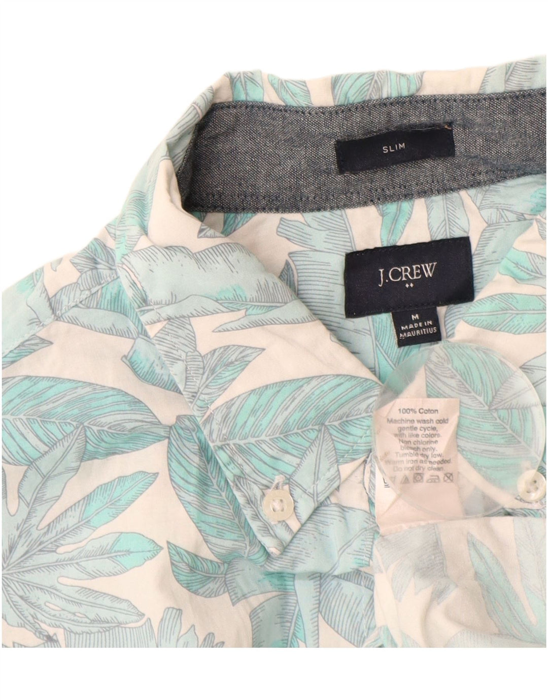 J. Crew Camisa masculina de manga curta slim fit azul médio floral algodão
