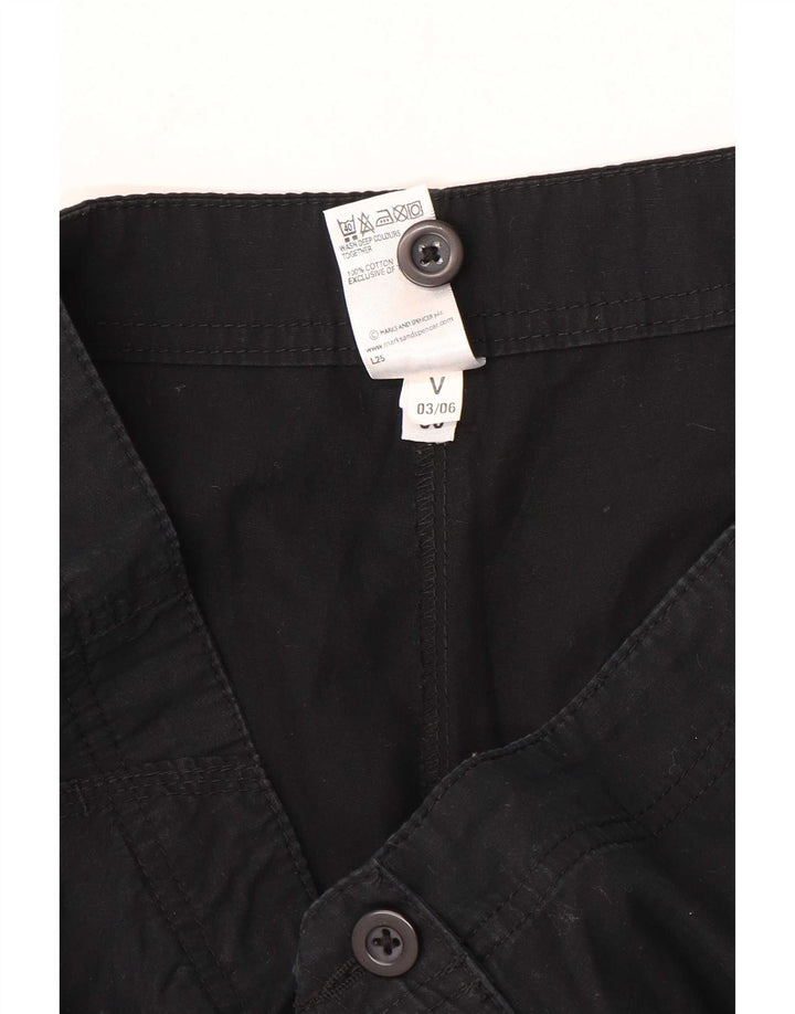 Shorts casuais femininos Marks & Spencer UK 12 médio W30 algodão preto
