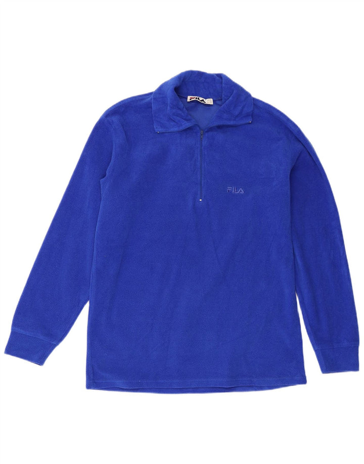 Suéter de lã masculino Fila com zíper e gola média azul poliéster