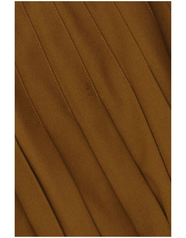 Saia plissada faca feminina vintage UE 40 médio W30 lã cáqui
