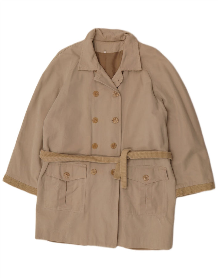 Casaco feminino vintage com peito duplo UK 14 grande bege