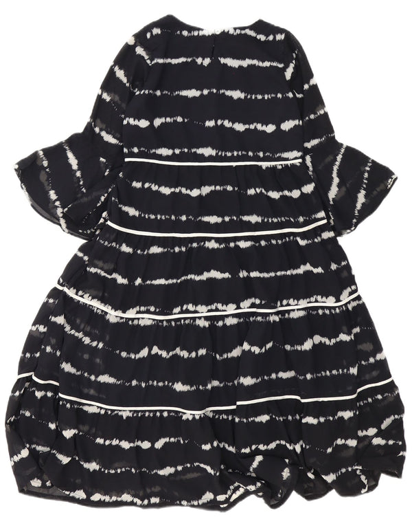 Vestido feminino Polka Dots manga 3/4 em camadas UE 34 XS azul marinho listrado