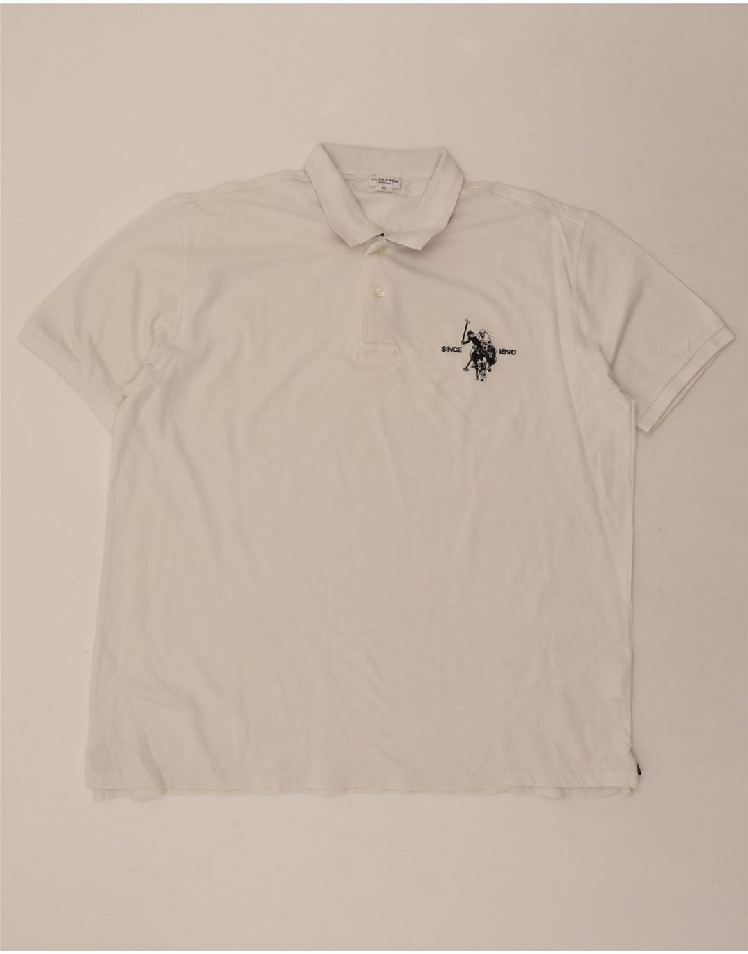 U.S. POLO ASSN. Mens Polo Shirt 4XL White Cotton Vintage U.S. Polo Assn. and Second-Hand U.S. Polo Assn. from Messina Hembry 