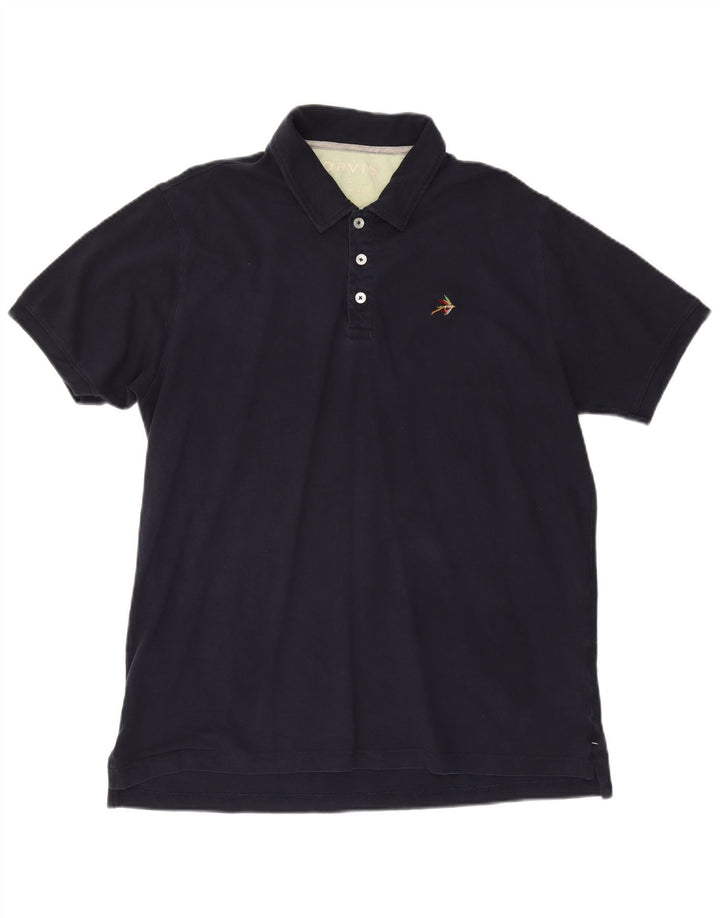 Camisa polo masculina Orvis grande algodão azul marinho