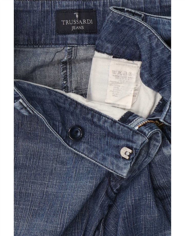 Jeans soltos femininos Trussardi W30 L31 algodão azul