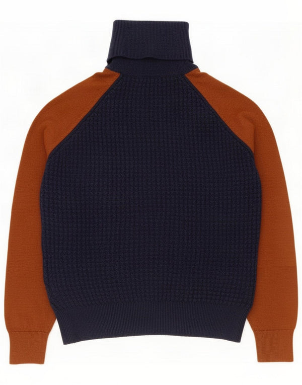 Suéter feminino Cos com gola redonda Reino Unido 10 pequeno bloco colorido azul marinho