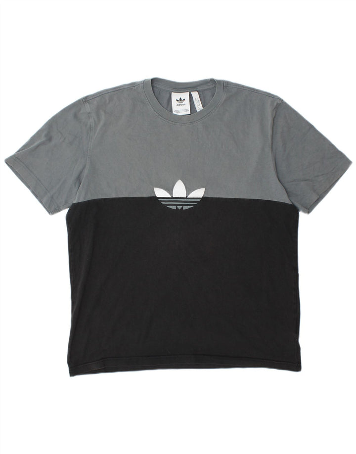 ADIDAS Mens Graphic T-Shirt Top Médio Preto Colorblock Algodão