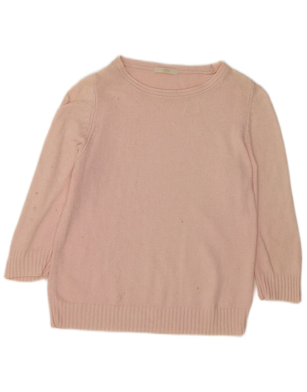 Suéter feminino Marks & Spencer manga 3/4 com gola canoa Reino Unido 10 pequeno rosa