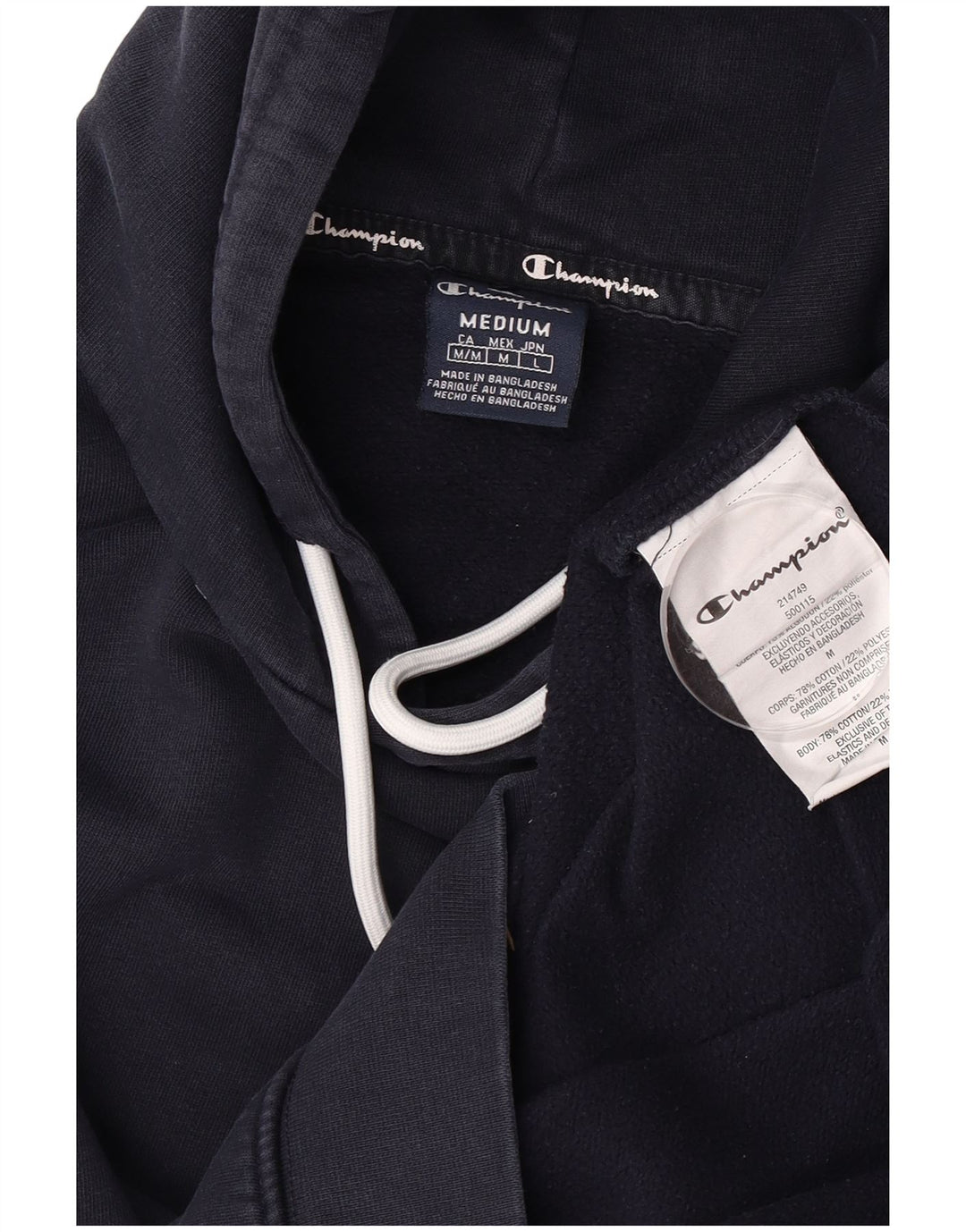 Jumper masculino com capuz Champion médio algodão azul marinho