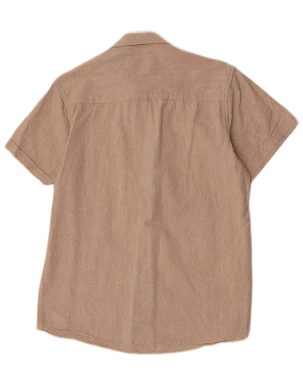 Wrangler Camisa masculina de manga curta grande algodão bege