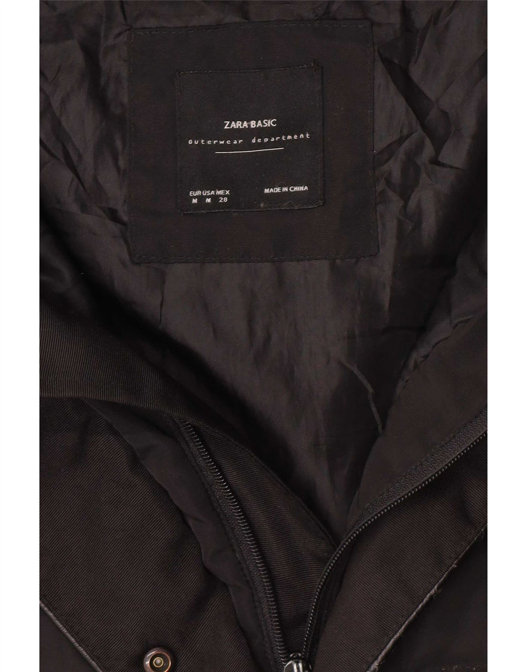 Casaco acolchoado com capuz feminino Zara UK 14 médio preto