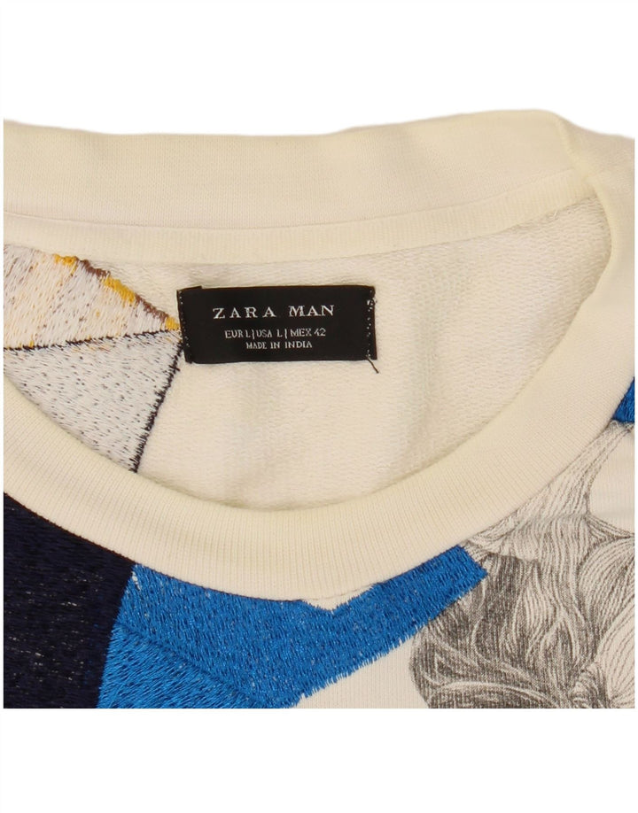 Zara moletom gráfico masculino jumper grande branco