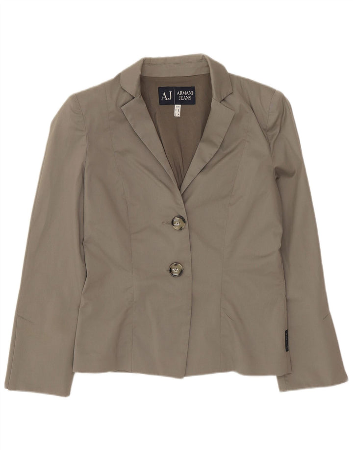 Jaqueta blazer feminina Armani Jeans com 2 botões EU 40 algodão cinza médio