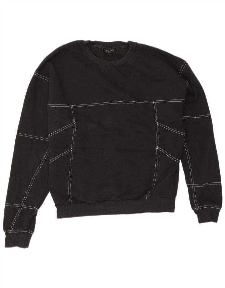 Suéter oversized feminino Topshop Reino Unido 8 pequeno algodão preto