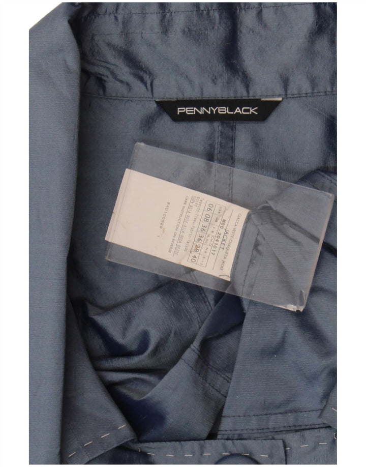 Jaqueta blazer feminina Penny Black com 3 botões Reino Unido 8 pequena seda azul marinho