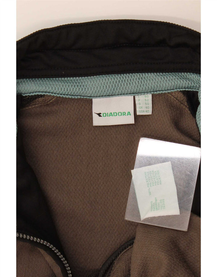 Diadora Mens Tracksuit Top Jacket UK 40 Medium Khaki Colourblock Poliéster