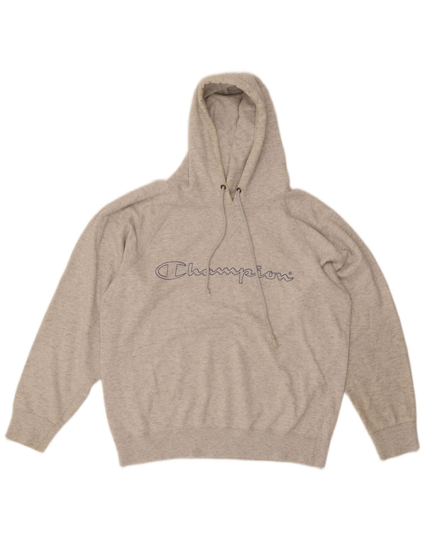Jumper masculino com capuz gráfico Champion pequeno algodão manchado cinza