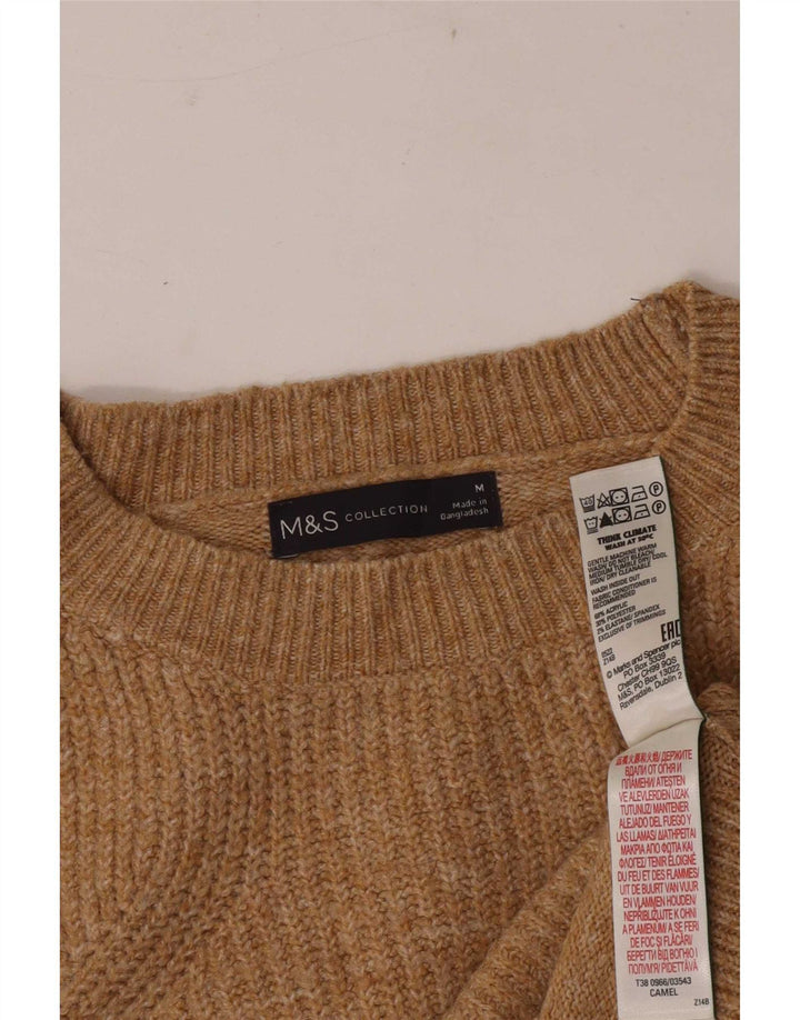 Suéter feminino Marks & Spencer com gola redonda Reino Unido 14 marrom médio manchado