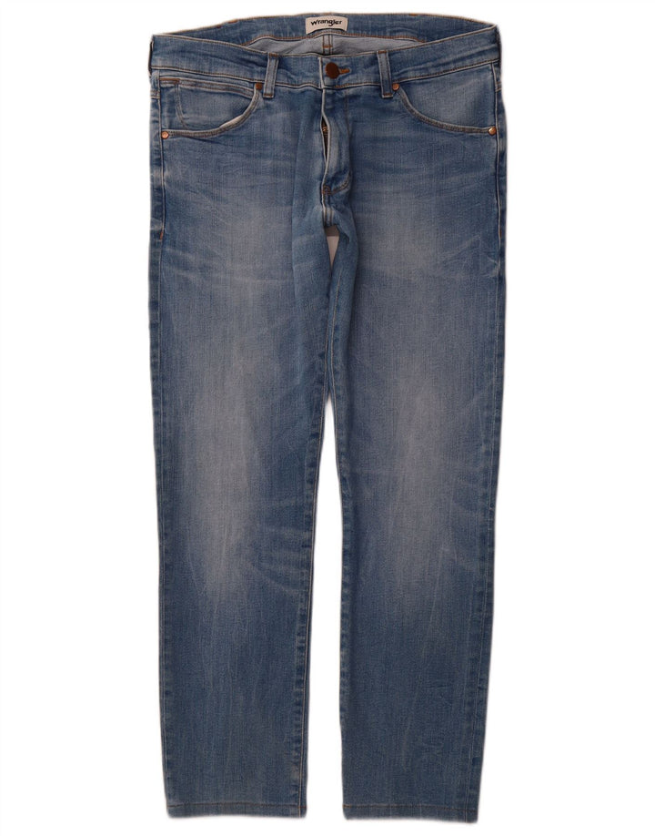 WRANGLER Masculino Larston Slim Jeans W32 L29 Azul Algodão